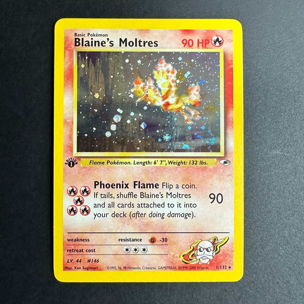 Pokemon TCG Blaine's Moltres 1st Edition Gym Heroes 001/132 Holo Rare NM